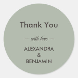 Modern Minimalist Wedding | Sage Green Timeless Runder Aufkleber