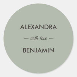 Modern Minimalist Wedding | Sage Green Timeless Runder Aufkleber