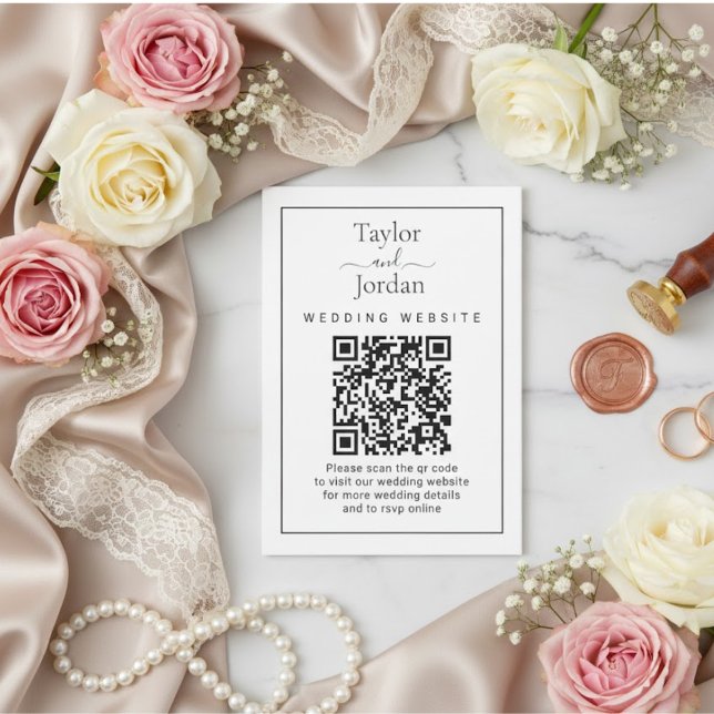 Modern Minimalist Wedding Website QR Code Card  Begleitkarte (Von Creator hochgeladen)