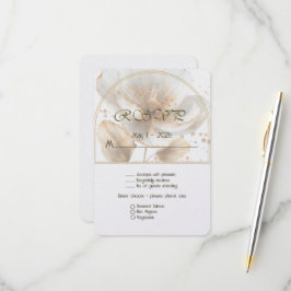 Modern Minimalist White and Gold Wedding RSVP Karte