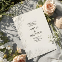 Modern Minimalist White Floral Wedding Invitation