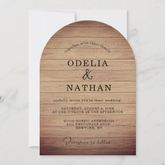 Modern Minimalist Wooden Texture Wedding Einladung