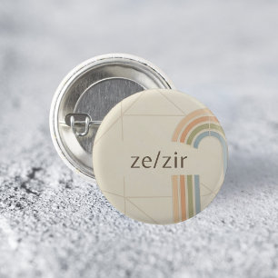 Modern minimalist Ze/Zir LGBTQ-Stolz-Anstecker Button