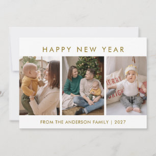 Modern minimaliste 5-Foto-Collage Neujahr Feiertagskarte