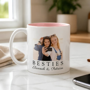 Modern minimalister bester Freund BFF Foto Pink Zweifarbige Tasse