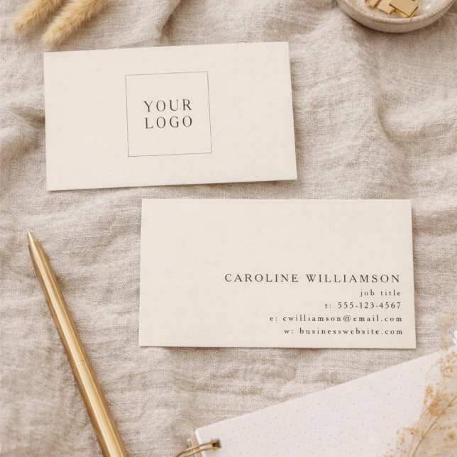Modern Minimalistic Cream Brown Professional Logo  Visitenkarte (Von Creator hochgeladen)