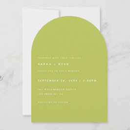 Modern Minimalistic Lime Green Arch Wedding Einladung