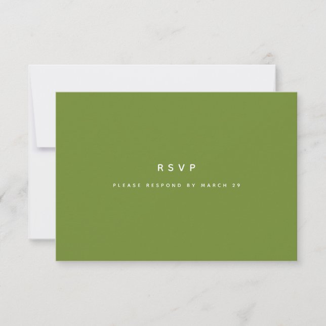 Modern Minimalistic Olive Green Wedding QR Code RSVP Karte (Vorderseite)