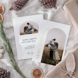 Modern Minimalistisch Arch 2 Foto Frohe Weihnachts Folien Feiertagskarte