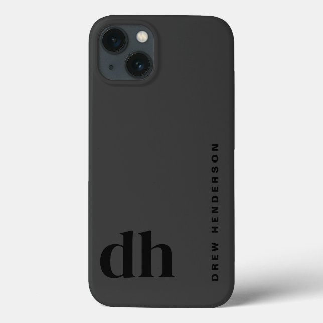 Modern Minimalistisch Black Monogram Case-Mate iPhone Hülle (Rückseite)
