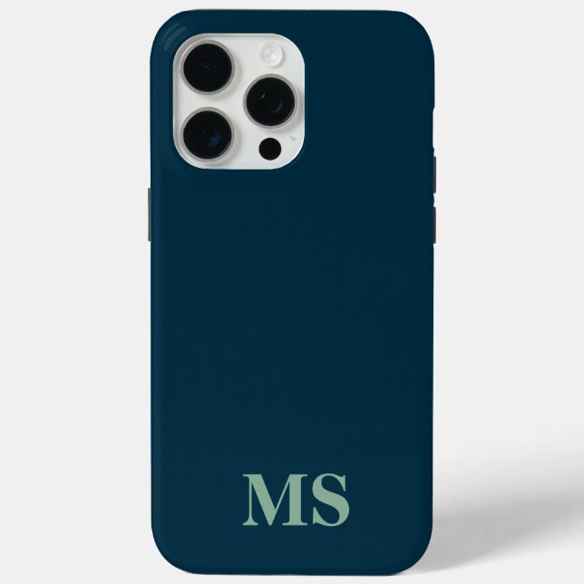 Modern Minimalistisch Blue Custom Initial Monogram Case-Mate iPhone Hülle (Rückseite)