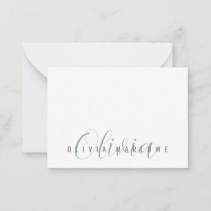 Modern Minimalistisch Blue Monogram Mitteilungskarte