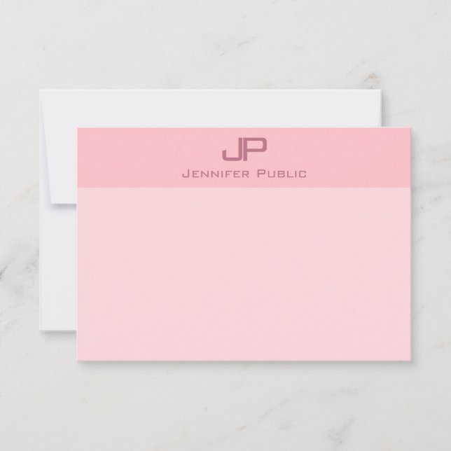 Modern Minimalistisch Blush Pink Monogram Template Mitteilungskarte (Vorderseite)