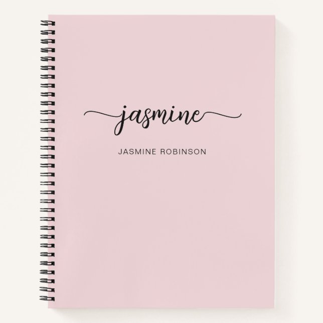 Modern Minimalistisch Blush Pink Script Monogram N Notizbuch (Vorderseite)