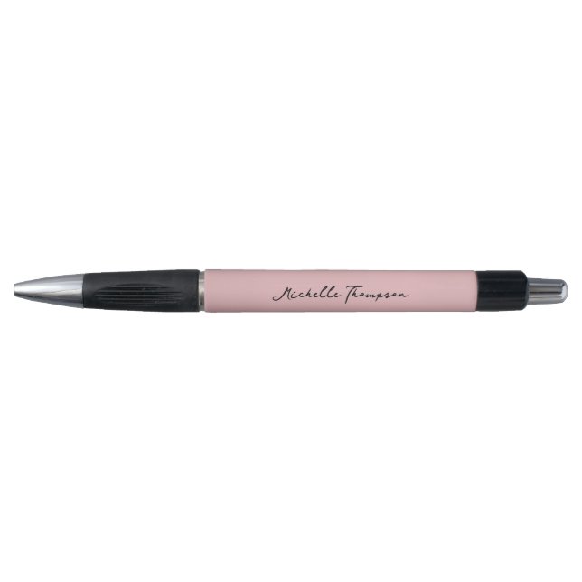 Modern Minimalistisch Blush Pink Script Name Kugelschreiber (Vorderseite)