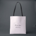 Modern Minimalistisch Blütenrosa Monogram Bridesma<br><div class="desc">Das perfekte elegante Accessoire für einen Bachelorette oder einen Bridesmaid-Vorschlag! Ein einfaches,  individuelles Monogramm-Design mit einer modernen,  minimalistisch handgeschriebenen Skripttypografie in schwarz auf elegantem,  rot-rosa Hintergrund. Personalisieren Sie das hübsche Monogramm in rosa Farbe,  was die Eleganz des Designs steigert.</div>