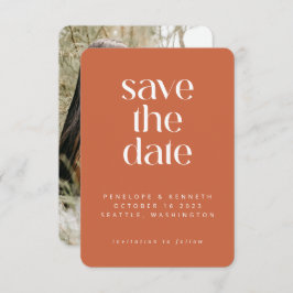 Modern Minimalistisch Boho Terracotta Einfaches Fo Save The Date