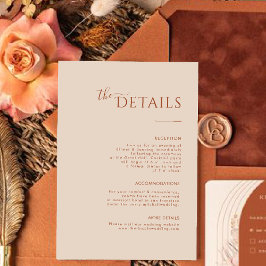 Modern Minimalistisch Boho Terracotta Eintrittskar RSVP Karte