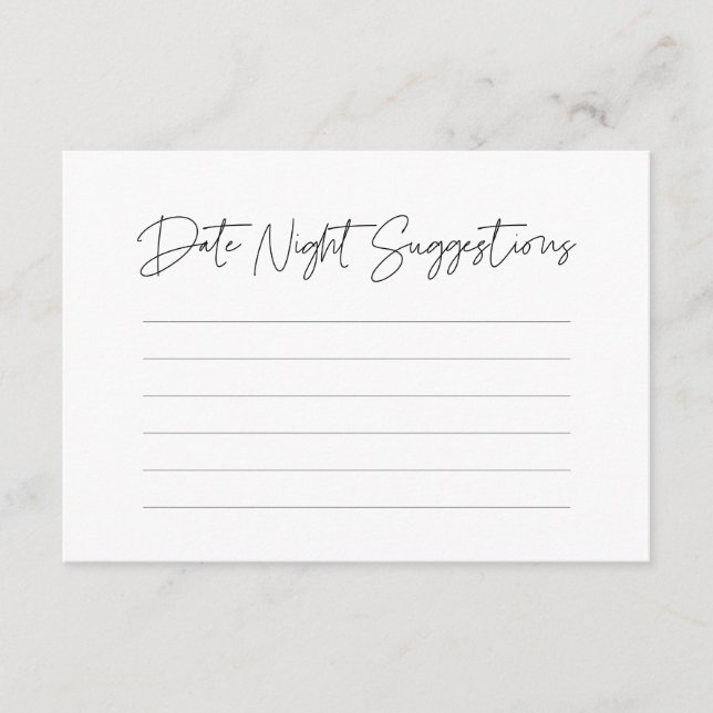 Modern Minimalistisch Date night ideas Begleitkarte (Vorderseite)