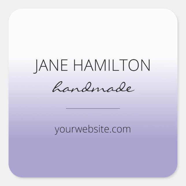 Modern Minimalistisch einfach Lila Quadratischer Aufkleber (Vorderseite)