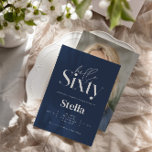 Modern minimalistisch einfache Marine blau 60. Geb Einladung<br><div class="desc">Moderne minimale Typografie einfache Foto Marine blau und weiß 60. Geburtstag Einladung. Teil einer zeitgenössischen Sammlung.</div>