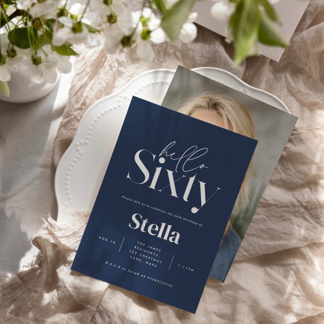 Modern minimalistisch einfache Marine blau 60. Geb Einladung (Von Creator hochgeladen)