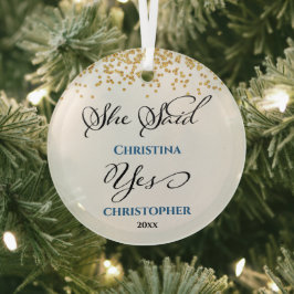 Modern Minimalistisch First Christmas Verlobt Ornament Aus Glas