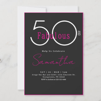Modern Minimalistisch Fünfzig und Fantastisch 50. Einladung