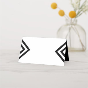 Modern Minimalistisch geometrisch weiß und schwarz Platzkarte