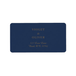Modern Minimalistisch Navy- und Gold-Hochzeitsad Adressaufkleber