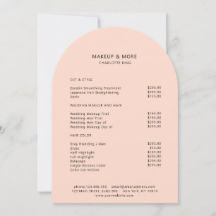 Modern, Minimalistisch, Pfirsich, Salon-Preisliste Einladung