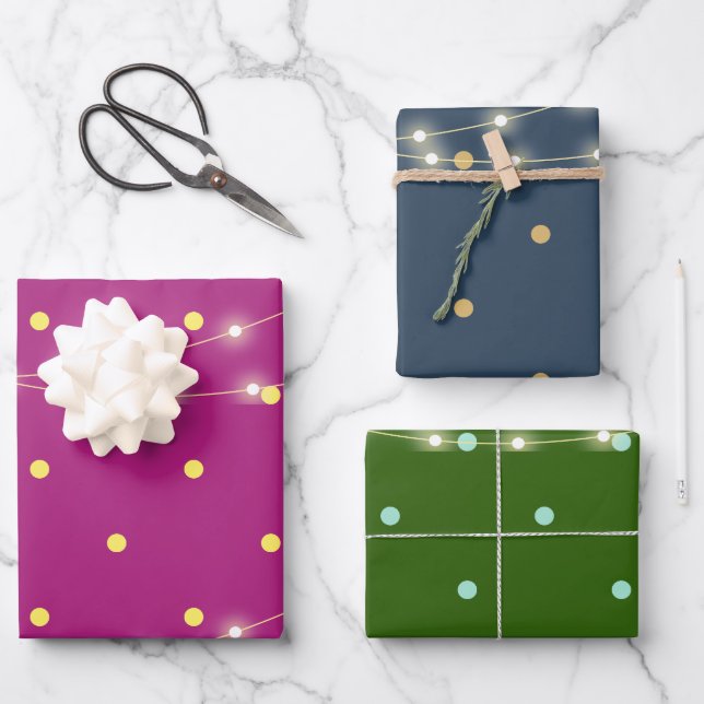Modern Minimalistisch Pink Blue Green Geschenkpapier Set (Vorderseite)