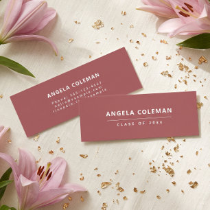 Modern Minimalistisch Red Abschluss Name Card Telefonnummerkarte