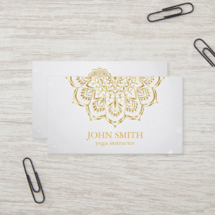 Modern Minimalistisch Red Gold Lotus Yoga Instruct Visitenkarte
