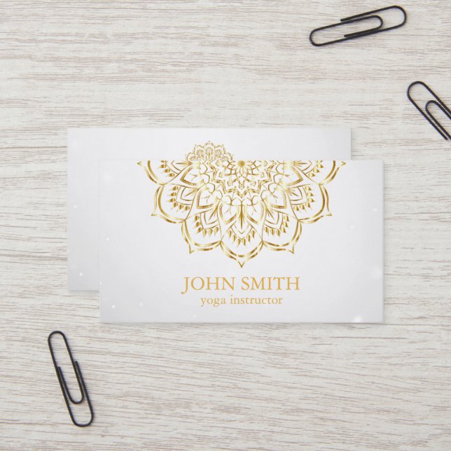 Modern Minimalistisch Red Gold Lotus Yoga Instruct Visitenkarte (Vorderseite/Rückseite Beispiel)