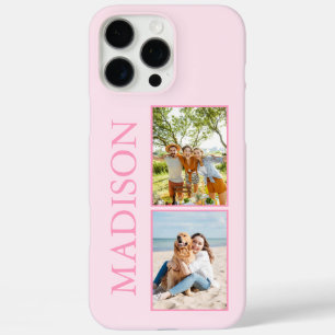 Modern Minimalistisch rosa Monogramm des benutzerd iPhone 16 Pro Max Hülle
