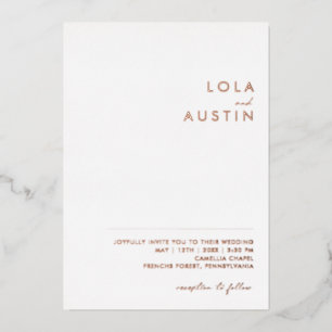 Modern Minimalistisch Roségold-Lässige Echte Hoc Folieneinladung