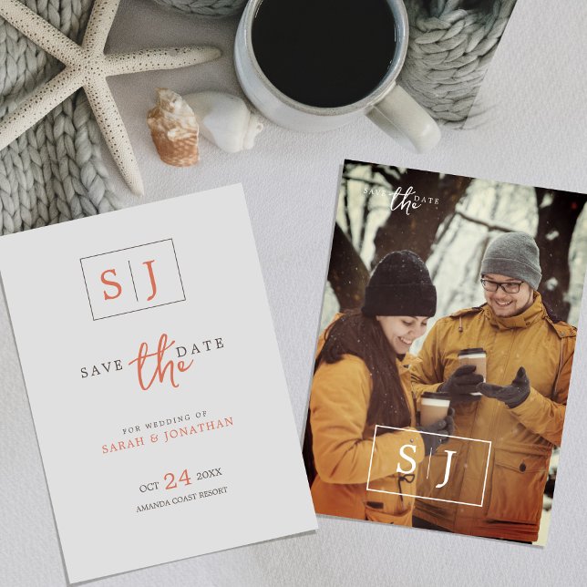 Modern Minimalistisch Save the Date mit Monogram Einladung (Von Creator hochgeladen)