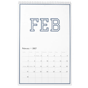 Modern minimalistisch schickes Navy Blau Kalender