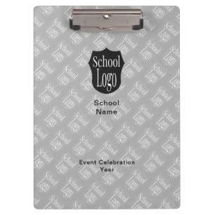 Modern Minimalistisch School Logo Grau Klemmbrett