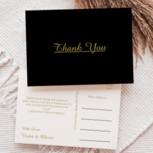 Modern Minimalistisch Schwarze Goldene Hochzeits Postkarte