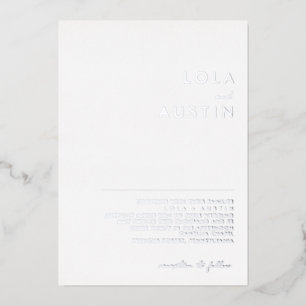 Modern Minimalistisch Silberne Hochzeit Echt Folieneinladung