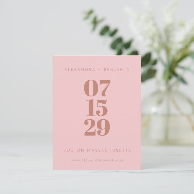 Modern Minimalistisch Terracotta auf dem Lande Pin Save The Date (Stehend Vorderseite)