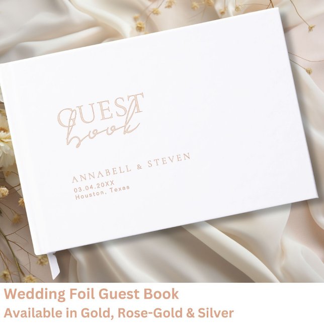 Modern, minimalistisch, weiß, Hochzeit Gästebuch (Modern, Minimal, White, Wedding Foil Guest Book)