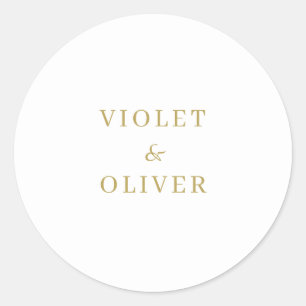 Modern Minimalistisch   Weiße Goldene Hochzeit Runder Aufkleber