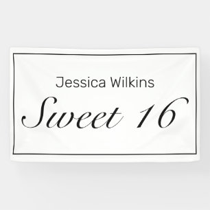 Modern Minimalistisch White Sweet 16 Birthday Bann Banner