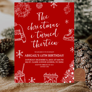 Modern Minimalistisch zum Geburtstag an Weihnachte Einladung