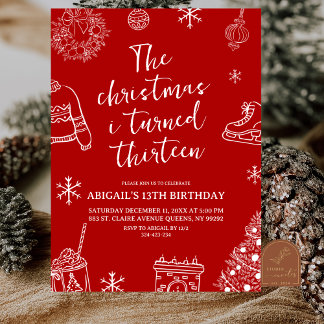 Modern Minimalistisch zum Geburtstag an Weihnachte Einladung