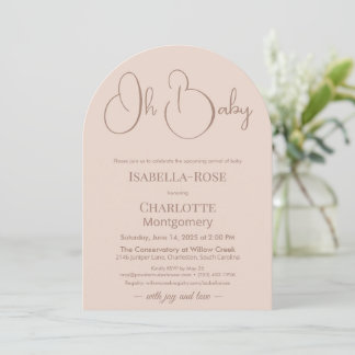 Modern-minimalistische Babyparty | Puderrosé Einladung