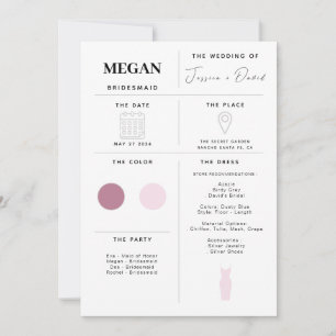 Modern Minimalistische Bridesmaid Info Card Einladung